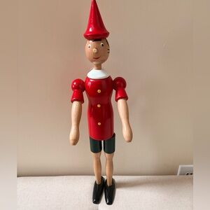 Wooden Pinocchio Red Wooden Figurine with movable Parts. NWT!!